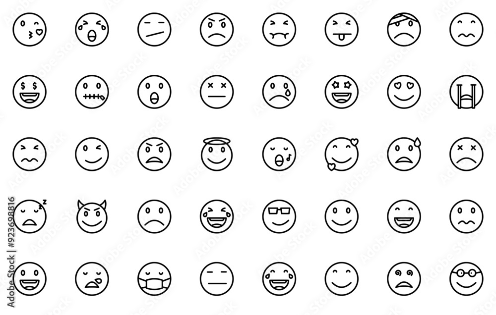 Mega Set Of Vector Emoticon Icons Web Header Banner Design Containing Smile,Happy,Smiley,Emoji,Emoticon Vector Illustration Linear Pictogram Pack Mega Set Of Vector Emoticon Icons Web Header Banner Design Containing Smile,Happy,Smiley,Emoji,Emoticon Vector Illustration Linear Pictogram Pack