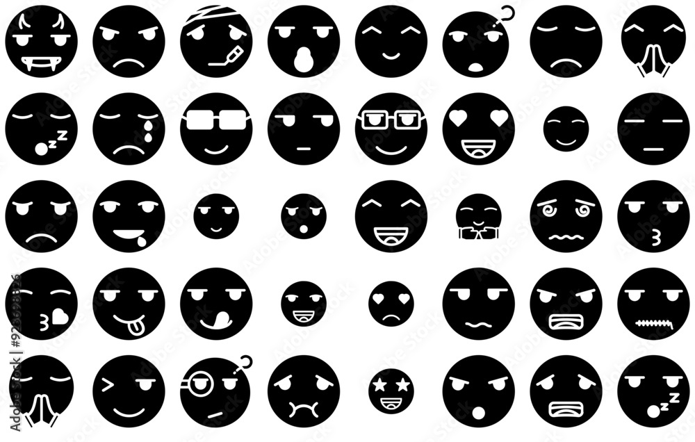 Mega Set Of Vector Emoji Solid Icons Collection Isolated Silhouette Solid Icons Including Emoticon,Sad,Emoji,Expression,Emotion Simple Black Style Symbol Sign For Apps And Website, Vector Illustration Mega Set Of Vector Emoji Solid Icons Collection Isolated Silhouette Solid Icons Including Emoticon,Sad,Emoji,Expression,Emotion Simple Black Style Symbol Sign For Apps And Website, Vector Illustration