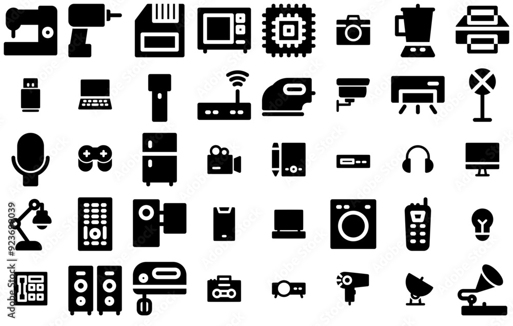 A Collection Of Electronic Icon Solid Style Icons Collection Isolated Silhouette Solid Icons Including Electronic,Technology,Device,Computer,Electric Solid Icon Collection. Vector Illustration A Collection Of Electronic Icon Solid Style Icons Collection Isolated Silhouette Solid Icons Including Electronic,Technology,Device,Computer,Electric Solid Icon Collection. Vector Illustration