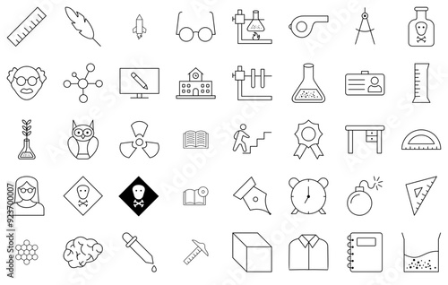 Set Of Linear Education Icons Collection Isolated Silhouette Solid Icons Including Square,Education,Flask,Tool,Experiment Infographic Simple Vector Illustration Logo