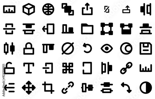 A Collection Of Editor Ui Icons Icons Silhouette Vector Logo Design Containing Gold,Hold,Bold,Nope,Sold Vector Icons Illustration Collection