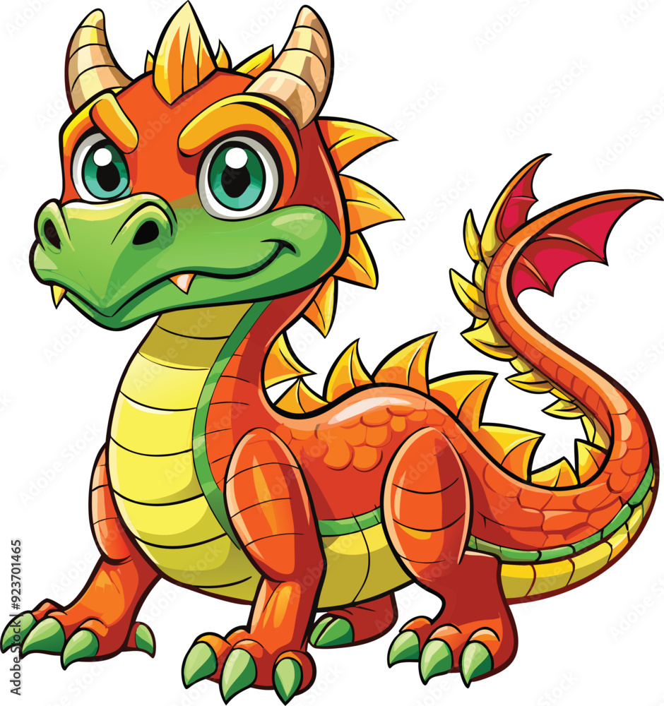 Fototapeta premium A dragon cartoon vector illustration