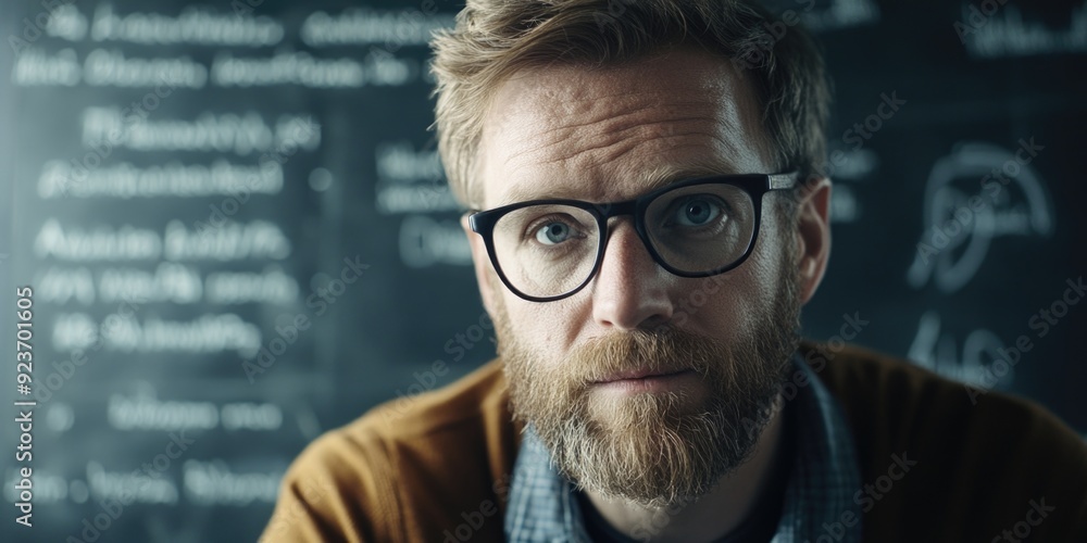 Contemplative Bearded Man in Glasses Contemplative Bearded Man in Glasses