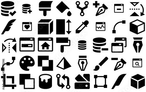 Set Of Linear Design And Development Solid Icon Set Vector Symbols Apps, Websites Ui Designs Suitable For Tool,Layout,Adjustment,Layers,Webpage Vector Icon Set Linear Pictogram Pack