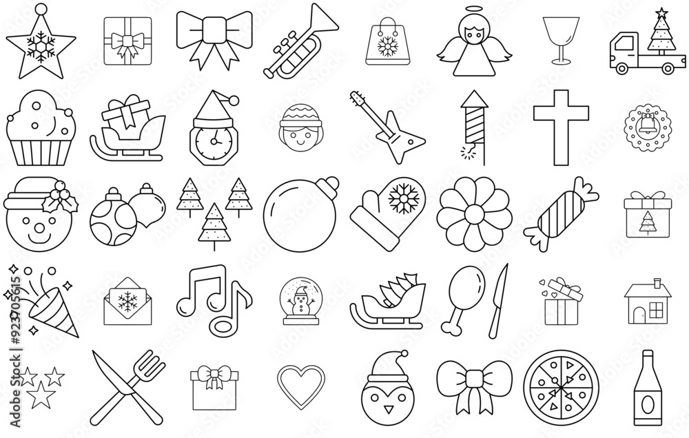 Set Of Christmas Line Icon Icons Web Header Banner Design Containing Celebration,Decoration,Light,Gift,Christmas Pictograms And Infographics Design Elements Vector Illustration Set Of Christmas Line Icon Icons Web Header Banner Design Containing Celebration,Decoration,Light,Gift,Christmas Pictograms And Infographics Design Elements Vector Illustration