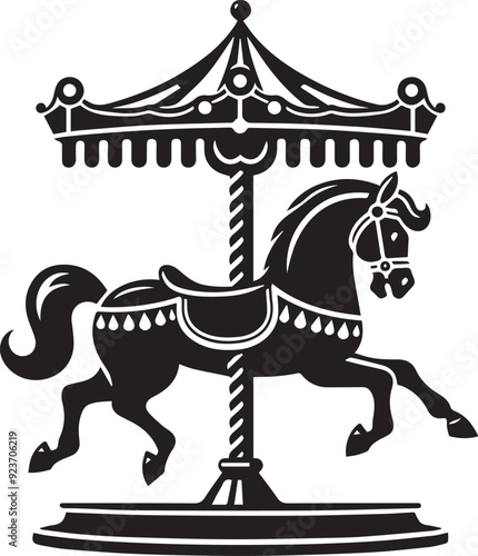Carousel horse vector silhouette illustration logo art