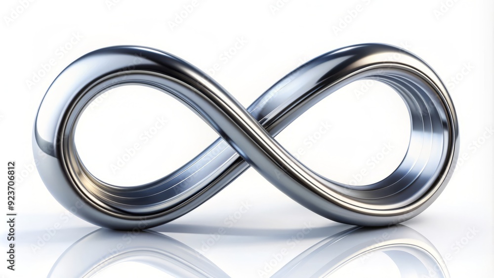 Sleek abstract concept of infinity symbol on a pure white background, creating a sense of endless possibilities and boundless creativity. Sleek abstract concept of infinity symbol on a pure white background, creating a sense of endless possibilities and boundless creativity.