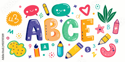 Doodle children font, cartoon funny alphabet, vector hand drawn scribble kid numbers, blobs. School wax crayon abc cute kindergarten handwriting letters, abstract shapes. Color pencil children font