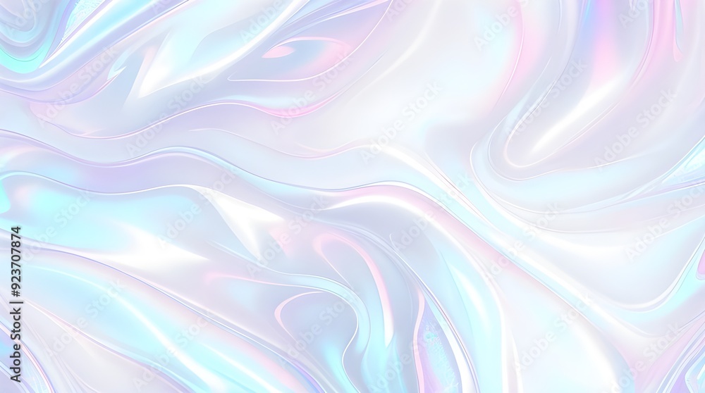 Obraz premium Holographic background seamless trendy iridescent light foil texture. Soft holographic pastel unicorn marble background pattern. Modern pearlescent blurry abstract swirl illustration. 