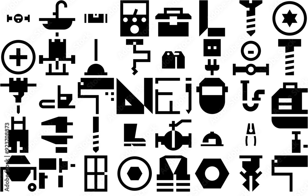Set Of Building Icons Silhouette Vector Logo Design Containing Tool,Hand-Tool,Repair,Construction,Building Set Vector Flat Line Icons Set Of Building Icons Silhouette Vector Logo Design Containing Tool,Hand-Tool,Repair,Construction,Building Set Vector Flat Line Icons