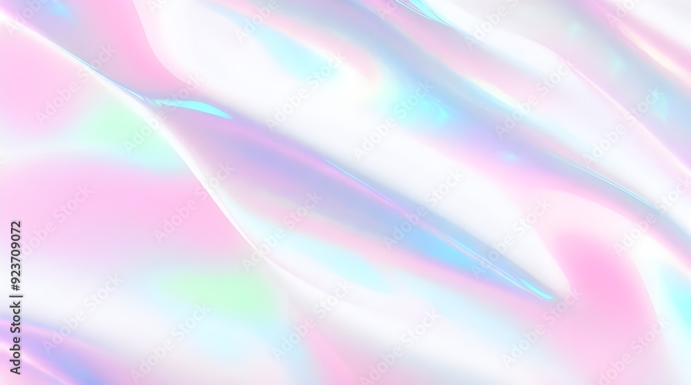 Obraz premium Holographic background seamless trendy iridescent light foil texture. Soft holographic pastel unicorn marble background pattern. Modern pearlescent blurry abstract swirl illustration. 