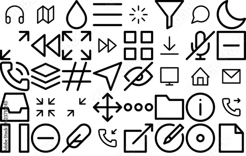 Mega Set Of Vector Basic Icons Silhouette Vector Logo Design Containing Call,Add,Play,Info,Information Set Vector Flat Line Icons