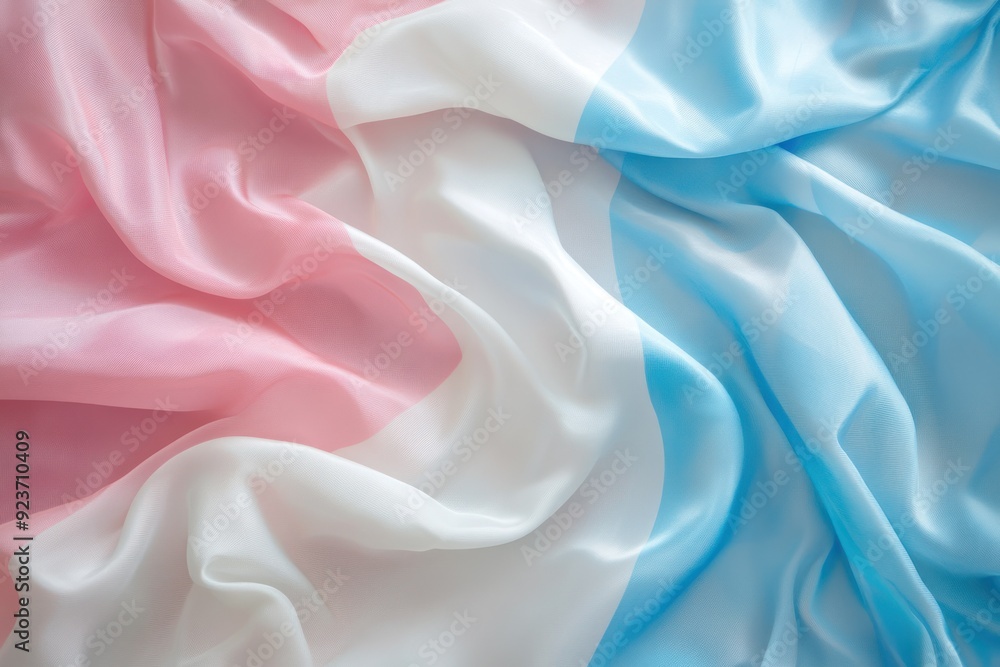 Obraz premium Transgender Pride Flag Fabric Draped in Soft Waves