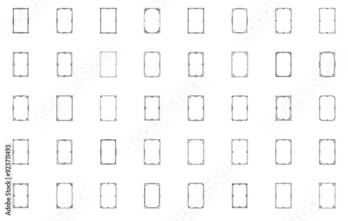 Set Of Art Deco Frame Icons Collection Isolated Silhouette Solid Icons Including Art-Deco,Retro,Art-Deco-Frame,Frame,Vintage Simple Black Style Symbol Sign For Apps And Website, Vector Illustration