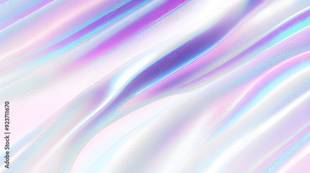 Fototapeta premium Holographic background seamless trendy iridescent light foil texture. Soft holographic pastel unicorn marble background pattern. Modern pearlescent blurry abstract swirl illustration. 
