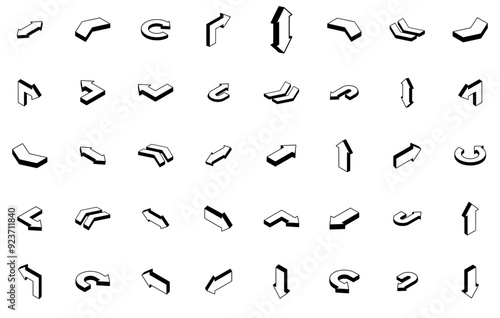 A Collection Of Arrow Icons Web Header Banner Design Containing Back-Arrow-Isometric,Navigation,Arrow,Symbol,Isometric Vector Icons Illustration Collection
