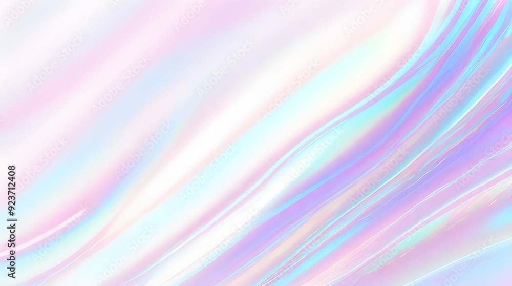 Fototapeta premium Holographic background seamless trendy iridescent light foil texture. Soft holographic pastel unicorn marble background pattern. Modern pearlescent blurry abstract swirl illustration. 