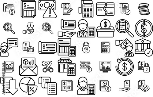 Mega Set Of Vector Accounting Outline Vector Symbols Apps, Websites Ui Designs Suitable For Financial,Cash,Money,Finances,Accountant Vector Illustration Linear Pictogram Pack