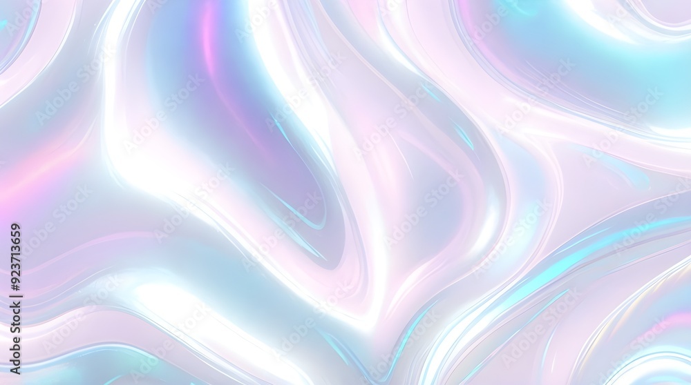 Obraz premium Holographic background seamless trendy iridescent light foil texture. Soft holographic pastel unicorn marble background pattern. Modern pearlescent blurry abstract swirl illustration. 