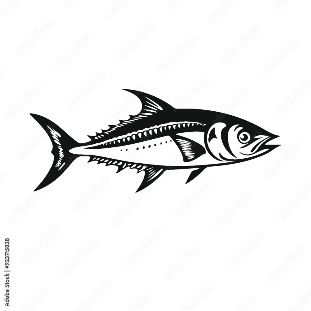 Obraz premium Mackerel fish Silhouette ICON Editable ai 