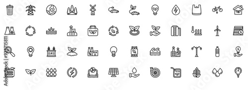 Set Of Sustainable Energy Thick Line Icons Isolated Silhouette Solid Icons With Energy,Ecology,Nature,Water,Power Set Vector Flat Line Icons