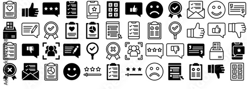 Set Of Linear Survey Icons Collection Isolated Silhouette Solid Icons Including Opinion,Rating,Survey,Like,Questionnaire Outline Icons Collection. Simple Vector Illustration