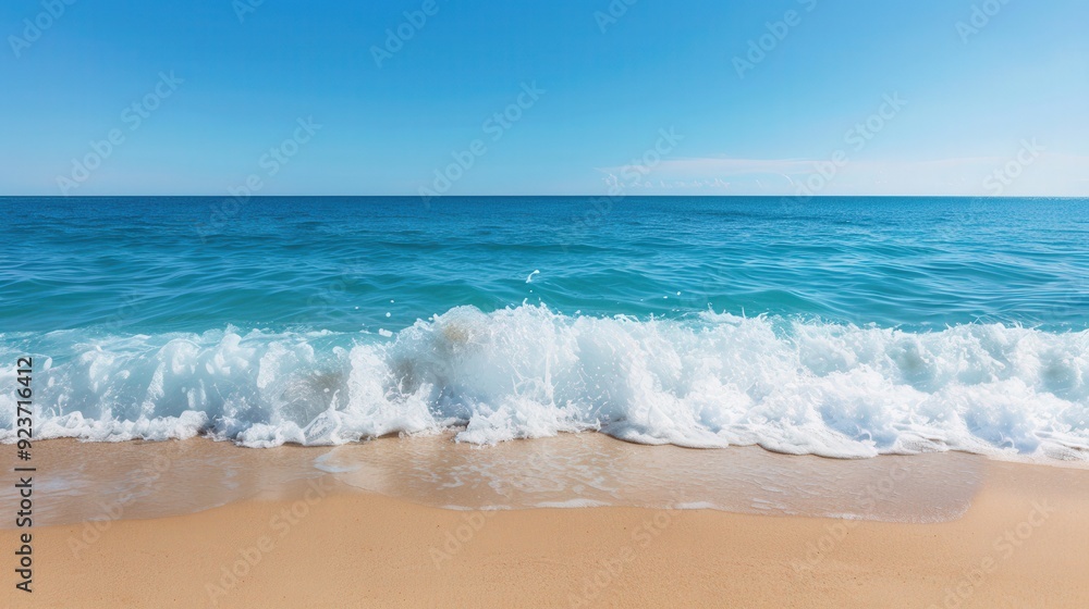 Tranquil Seaside Escape, gentle ocean waves lapping at a sandy shore, inviting space for heartfelt messages, evoking peace and relaxation, ideal for postcard creation Tranquil Seaside Escape, gentle ocean waves lapping at a sandy shore, inviting space for heartfelt messages, evoking peace and relaxation, ideal for postcard creation