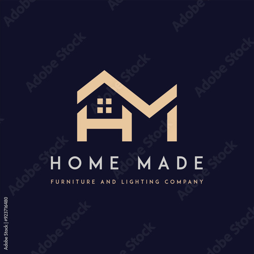The Power of a HM Letter  Logo Initial letter hm, mh, m, h elegant and luxury Initial with Rectangular frame minimal monogram logo design vector template