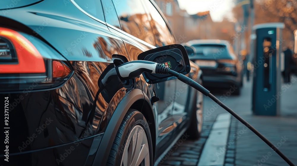 Naklejka premium electric car loading