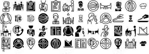 A Collection Of Restaurant Icons Collection Isolated Silhouette Solid Icons Including Utensils,Cutlery,Restaurant,Manners,Hotel Stroke Icon Collection. Vector Illustration