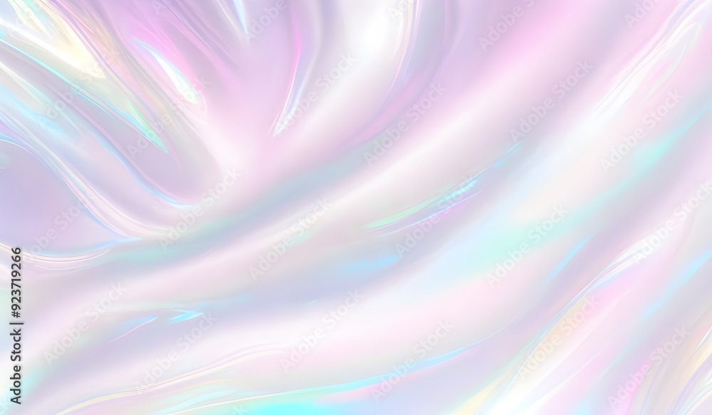 Fototapeta premium Holographic background seamless trendy iridescent light foil texture. Soft holographic pastel unicorn marble background pattern. Modern pearlescent blurry abstract swirl illustration. 