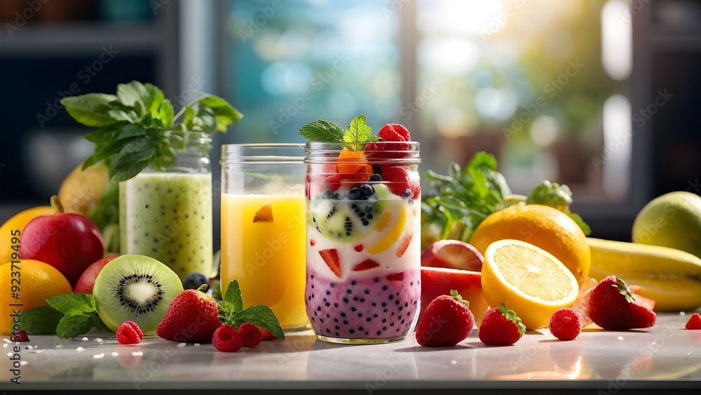 smoothie surrounded by an assortment of fruits and vegetables smoothie surrounded by an assortment of fruits and vegetables