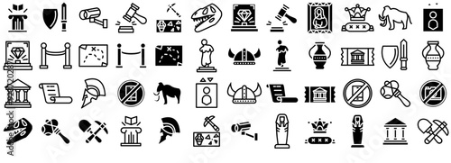 Set Of Museum Isolated Silhouette Solid Icons With Art,Culture,Exhibition,Museum,History Business Infographic Elements Logo Vector Illustration