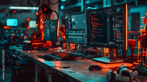 Wallpaper Mural A high-tech workshop where bias mitigation techniques are forged, with glowing tools and processes being used to reshape and refine algorithms into fairer forms Torontodigital.ca