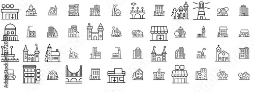 Set Of Mini City Icons Collection Isolated Silhouette Solid Icons Including Building,Office,House,Construction,Urban Vector Illustration Linear Pictogram Pack