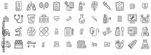 Set Of Medical Isolated Silhouette Solid Icons With Medicine,Medical,Hospital,Document,Health Vector Icons Illustration Collection