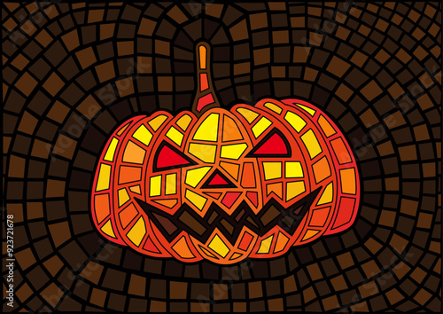 pumpkin halloween design glass stained moses
