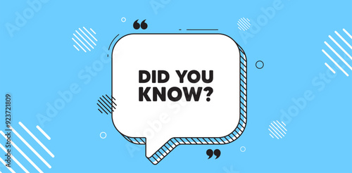 Did you know tag. Chat speech bubble banner. Special offer question sign. Interesting facts symbol. Did you know chat message. Speech bubble blue banner. Text balloon. Vector