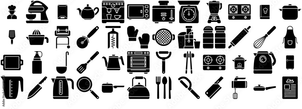 Set Of Linear Kitchen Glyph Vector Symbols Apps, Websites Ui Designs Suitable For Kitchen,Cooking,Kitchenware,Cook,Electronic Stroke Icon Collection. Vector Illustration Set Of Linear Kitchen Glyph Vector Symbols Apps, Websites Ui Designs Suitable For Kitchen,Cooking,Kitchenware,Cook,Electronic Stroke Icon Collection. Vector Illustration