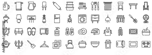Mega Set Of Vector Home Icons Web Header Banner Design Containing Home,Bedroom,Living-Room,Homeware,Kitchen Pictograms And Infographics Design Elements Vector Illustration