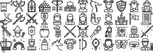 Mega Set Of Vector Fairy Tale Vector Symbols Apps, Websites Ui Designs Suitable For Fairy,Magic,Tale,Legend,Crown Business Infographic Elements Logo Vector Illustration