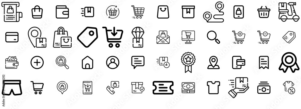 Set Of Ecommerce Outline Isolated Silhouette Solid Icons With Ecommerce,Delivery,Shopping,Shop,Commerce Solid Icon Collection. Vector Illustration Set Of Ecommerce Outline Isolated Silhouette Solid Icons With Ecommerce,Delivery,Shopping,Shop,Commerce Solid Icon Collection. Vector Illustration