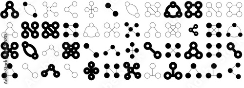 A Collection Of Diagram Icons Silhouette Vector Logo Design Containing Model,Network,Nodes,Links,Diagram Vector Icons Illustration Collection
