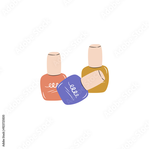 Vector illustration of nail polish bottles. Cosmetics for manicure.