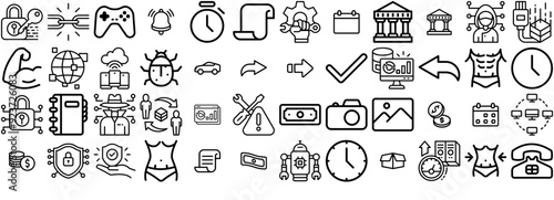 Set Of Linear Cyber Icons Web Header Banner Design Containing Time,Up,Error,Bank,Cash Business Infographic Elements Logo Vector Illustration