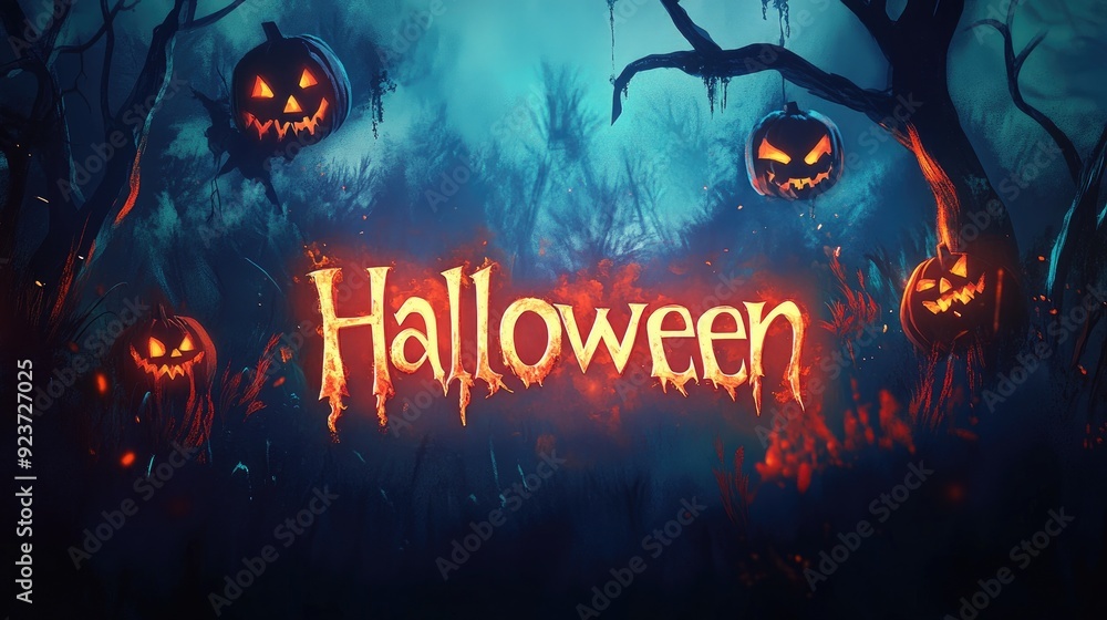 Halloween banner with the word 