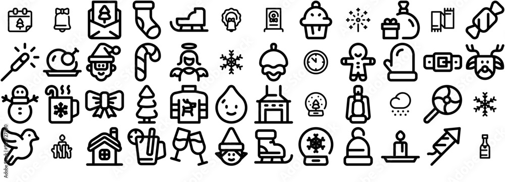 A Collection Of Christmas Lineal Icons Collection Isolated Silhouette Solid Icons Including Decoration,Holiday,Clothes,Winter,Christmas Vector Illustration Linear Pictogram Pack A Collection Of Christmas Lineal Icons Collection Isolated Silhouette Solid Icons Including Decoration,Holiday,Clothes,Winter,Christmas Vector Illustration Linear Pictogram Pack
