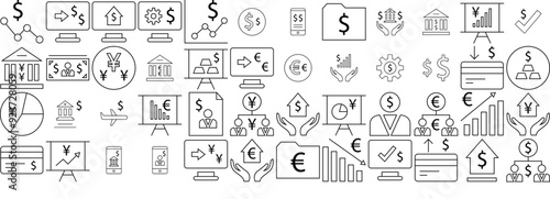 Set Of Linear Business Finance 21 Light Icons Collection Isolated Silhouette Solid Icons Including Dollar,Finance,Money,Business,Banking Infographic Simple Vector Illustration Logo