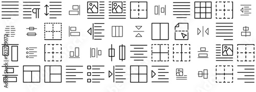 Set Of Alignment And Paragraph Icons Silhouette Vector Logo Design Containing Paragraph,Align,Design,Word,Graphic Simple Black Style Symbol Sign For Apps And Website, Vector Illustration