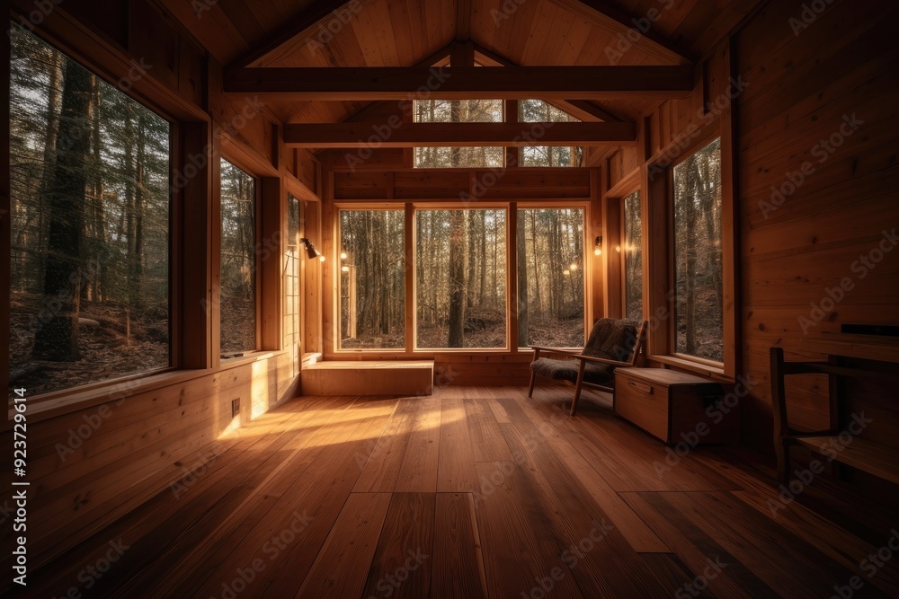 wooden cabin interior with lights wooden cabin interior with lights